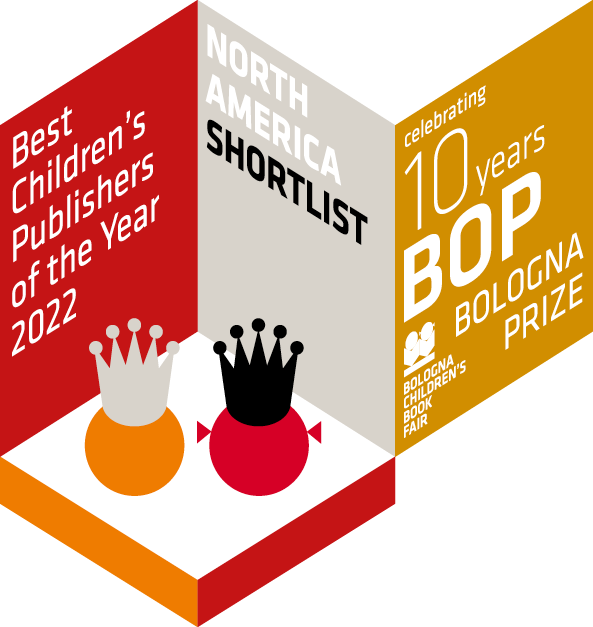 Graphic promoting the Bologna Prize for the Best Children's Publishers of the Year, North America Shortlist